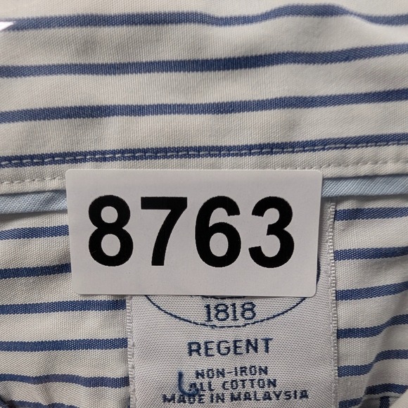 Brooks Brothers Shirt Mens XL White Blue Stripe Regent Non Iron Preppy Y2K - Picture 8 of 8